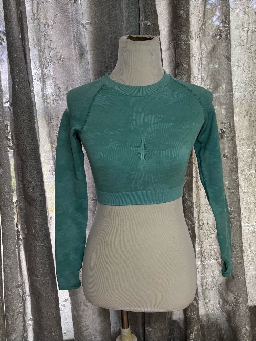 Gymshark Teal Cropped Long-Sleeve Workout Top
